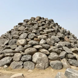 a fully - intact stone fortress built well over 1 0, 0 0 0 years ago ; it looks almost like a mound of huge, round rocks
