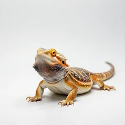 sleepy bearded dragon, photorealistic wildlife photography, full body, isolated on a pure white background, centered, entire subject in frame, sharp focus, soft studio lighting