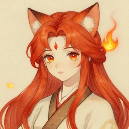 detailing character concept portrait traditional art drawing of cute neko girl, high fantasy, elegant, redhead, fire hair, art station, pixiv, trending, editor's pickup