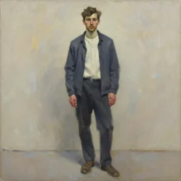 male character full body portrait oil painting expressive brushstrokes by james gilleard