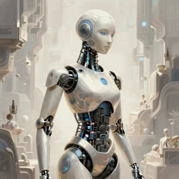 sentient robot, intricate, elegant, volumetric lighting, scenery, digital painting, highly detailed, artstation, sharp focus, illustration, concept art, luis rollo, mario feng, john berkey