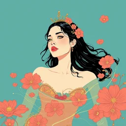 album cover of golden swimming princess with katakana by conrad roset