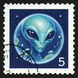 vintage mailing stamp from a alien world