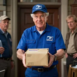 hyperrealistic dslr film still of david letterman disguised as usps postal worker, delivering mail, stunning 8 k octane comprehensive 3 d render, inspired by istvan sandorfi & greg rutkowski & unreal engine, perfect symmetry, dim volumetric cinematic lighting, extremely hyper - detailed, incredibly real lifelike attributes & flesh texture, intricate, masterpiece, artstation, stunning