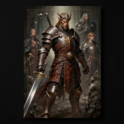 rugged dragonborn paladin with leather armor and medieval swords, dim light, front game card, marvel comics, dark, intricate, highly detailed, smooth, artstation, digital illustration by ruan jia and mandy jurgens and artgerm and wayne barlowe and greg rutkowski and zdislav beksinski