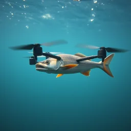 catching fish with an underwater drone
