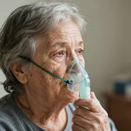 an old woman wearing an oxygen cannula