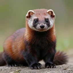 photorealistic male weasel furred redblack body fursona