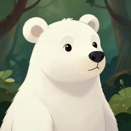 beautiful detailed cute character design of a cartoon white bear, tlk, tlk, in the style of'the jungle book'profile pic. deviantart adoptable, style of maple story and zootopia, portrait studio lighting by jessica rossier and brian froud in the style of disney balto, artstation deviantart alphonse mucha spirit bear