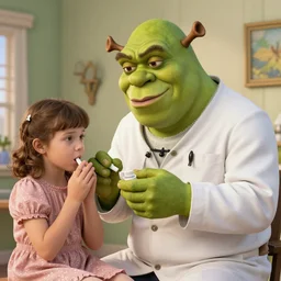Doctor Shrek gives you Medicine for your flu in the 80s
