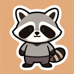 cute miss mascot raccoon sticker art, cronobreaker, beeple game icon