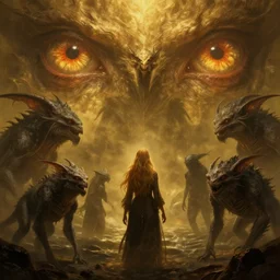 epic professional digital art of hungry eyes, ambient golden light, painted, mysterious, cinematic seaside terrifying animals scene, person, eerie, mythic, detailed, intricate, grand, leesha hannigan, wayne haag, reyna rochin, ignacio fernandez rios, mark ryden, van herpen, artstation, cgsociety, stunning, gorgeous, epic, wow detail
