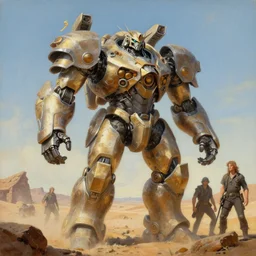 a giant poseidon desert mecha, tim hildebrandt, wayne barlowe, bruce pennington, donato giancola, trending on artstation, cinematic composition, beautiful lighting, hyper detailed, 8 k, oil on canvas