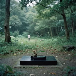 teleportation machine in a quiet and secluded place, with the feeling of being in the middle of nature and the peace and quiet by masaaki masamoto and hans bellmer, style of ikebana