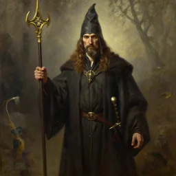 A lawful good dnd wizard, he wears robes. Award winning oil painting by Thomas Cole and Wayne Barlowe. Highly detailed