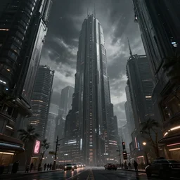 beneath a massive grey space future cyberpunkcity street scene, photoreal, dramatic, cinematic, detailed, magnificiant, realistic, photo real, unreal engine 5, rule of thirds, dynamic lighting, in the style of eddie mendoza and sebastian luedke