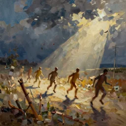 an impasto oilpainting of stick run