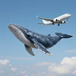 a whale flying an airplane