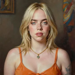 sexy painting of billie eilish, bikini, ultra realistic, sharp details, subsurface scattering, intricate details, warm lighting, beautiful features, highly detailed, photorealistic, octane render, 8 k, unreal engine, art by artgerm and greg rutkowski and alphonse mucha