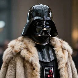 darth vader in a fur coat, close up, award winning photograph, 4 k, hd