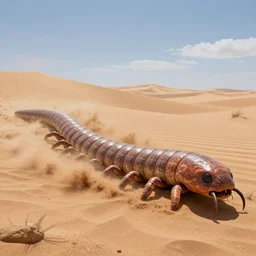 giant monstrous desert worm bursting out of sand, unreal engine octane render, perfect composition, 8k