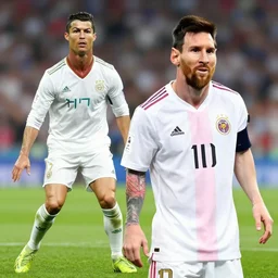 a mix between ronaldo and messi, an ultimate soccer player, messaldo