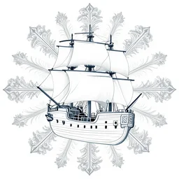 pirate ship in space, style of hydro74, flat art, line, symmetric radial fractal