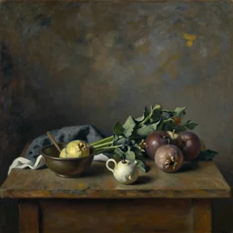 Impressionist painting of a still life, highly proficient, museum collection, 19th-century, monet, somber