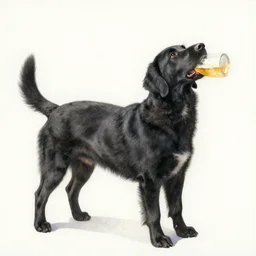 watercolor of a black dog drinking beer by charles e. burchfield