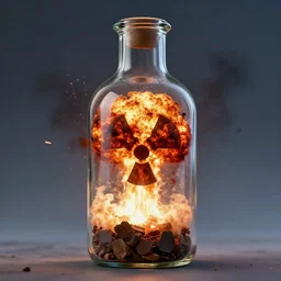 nuclear explosion inside a glass bottle