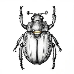 a detailed line screen print, top view of beetle, ornamented wings, drawing, dot art, serigraphy, ink, monochrome, - c 1 4