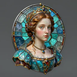 baroque princess portrait. by casey baugh, by rembrandt, mandelbulb 3 d, turquoise rust, stained glass