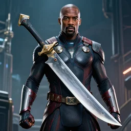 blade, wesley snipes as tchalla, hyper realistic, futuristic lighting, wakanda background, ultra detailed, 8 k
