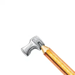 colored pencil drawing of a hammer hammering a nail.