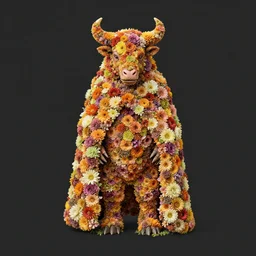 a Minotaur wearing a cloak made of flowers, by Omar Z. Robles, CANON Eos C300, ƒ1.8, 35mm, 8K, medium-format print