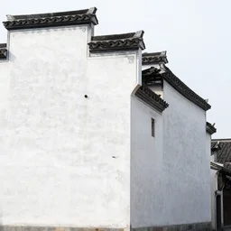 ancient chinese architecture, hui school architecture, white walls, small tiles