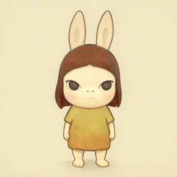 An illustration of a rabbit by Yoshitomo Nara,