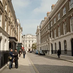 a professional photograph of a 19th century London street at noon, highly detailed, clear image, DSLR photography