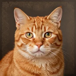 beautiful intricate portrait of an orange cat, by henriette ronner - knip, by louis wain