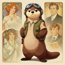anthropomorphic otter fursona aviator pilot. renowned character illustration by greg rutkowski, thomas kindkade, alphonse mucha, loish, norman rockwell. trending on artstation. digital art.