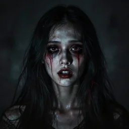 very scary horrific portrait in the style of layers of fear