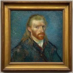 a framed portrait of geralt of rivia by van gogh
