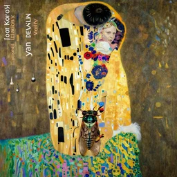 Metamorphosis by Karol Bak, Jean Deville, Gustav Klimt, and Vincent Van Gogh, transformation portrait, chimera, visionary, cicada wings, otherworldly, fractal structures, ornate gilded medieval icon, third eye, dynamic, hybrid, fusion, change, spirals, horizontal symmetry