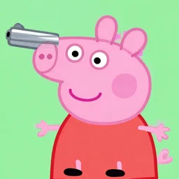 peppa pig's head is a magnum handgun