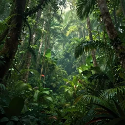 exotic tropical jungle, concept art, matte painting, 4k , clean post process, film still, style by raphael lacoste, eddie mendoza, alex ross