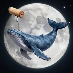 corkscrew opening a whale on the moon