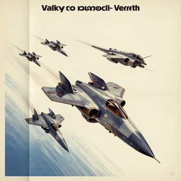 poster art, movie poster, retrofuturism, sci - fi, textured, paper texture, a group of vf - 1 valkyrie robotech veritech fighters flying next to each other, poster art by by edward valigursky, saul bass and paul rand, dynamic composition