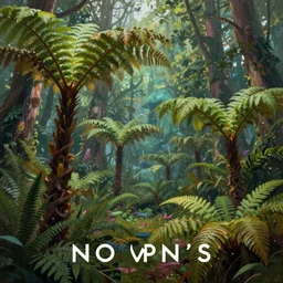 forest of giant fiddlehead ferns, vibrant, painting from a sci - fi novel cover, award winning concept art, in the style of no man's sky, trending on artstation