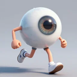 HD, strange stock photo of a human eyeball monster with human legs, running a marathon