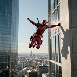 Deadpool leaps off helicopter and smashes through high rise window by Emmanuel Lubezki